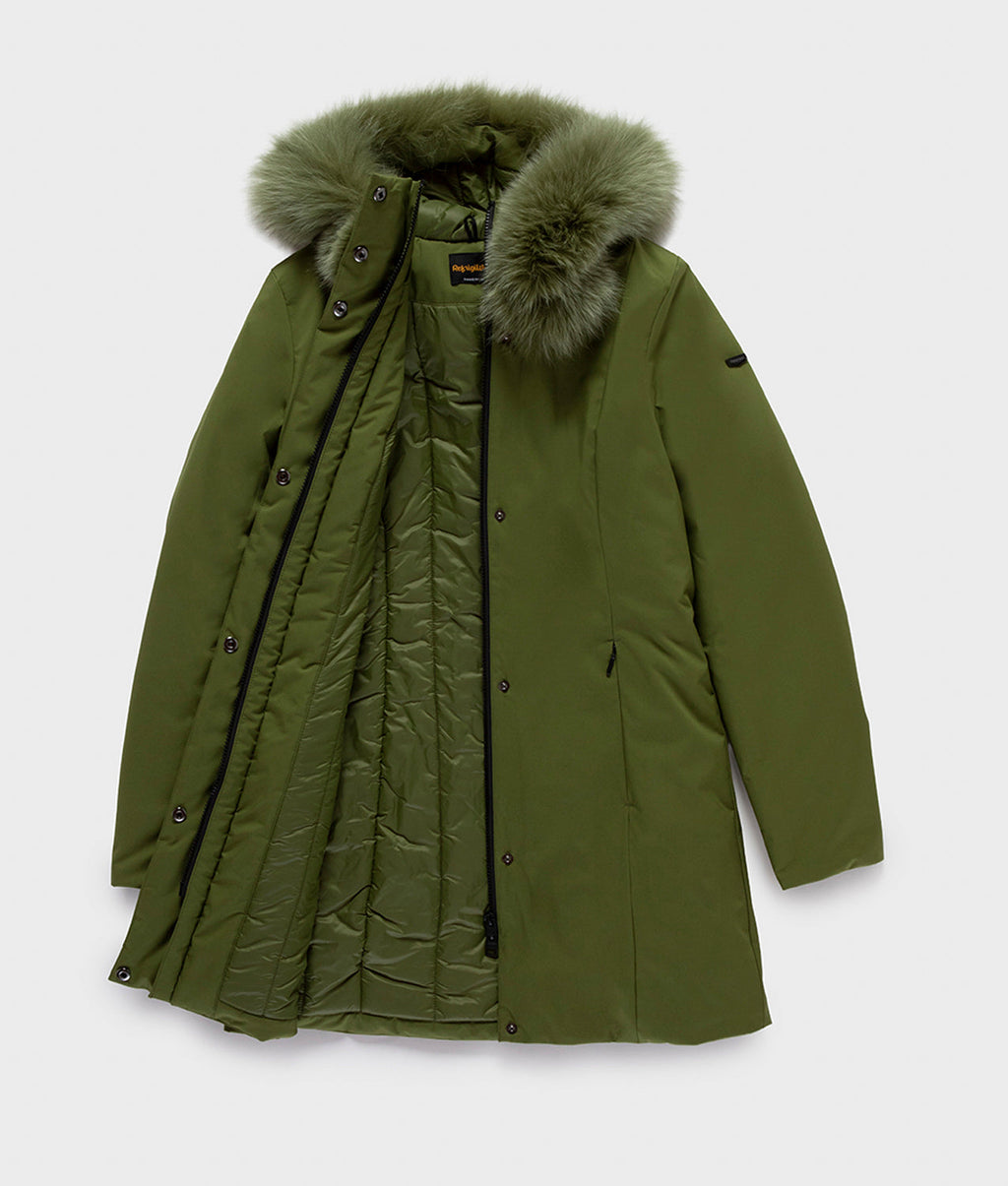 LADY TECH/1 FUR JACKET · pesto cypress