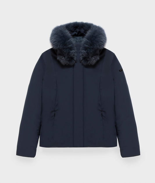 SHORT LADY TECH FUR JACKET · DARK BLUE