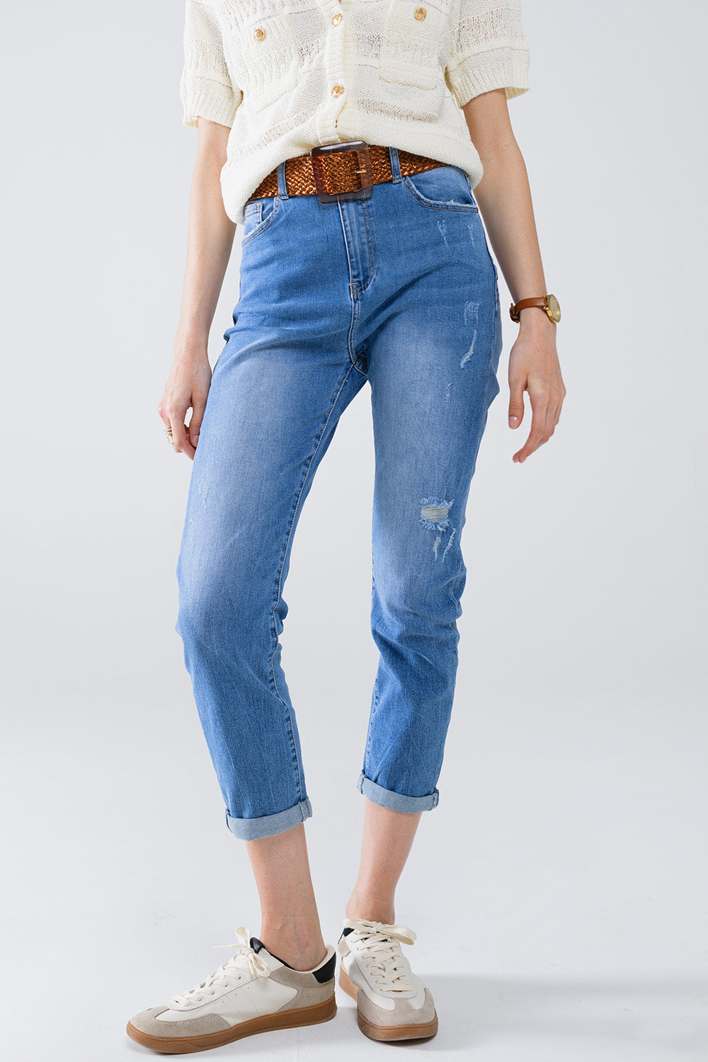 Q2 Jeans a gamba tesa in denim