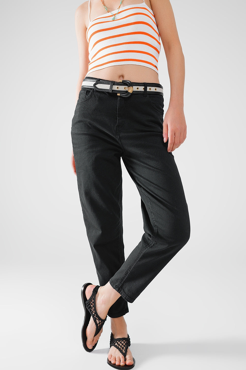 Jeans Basic skinny alla caviglia in nero