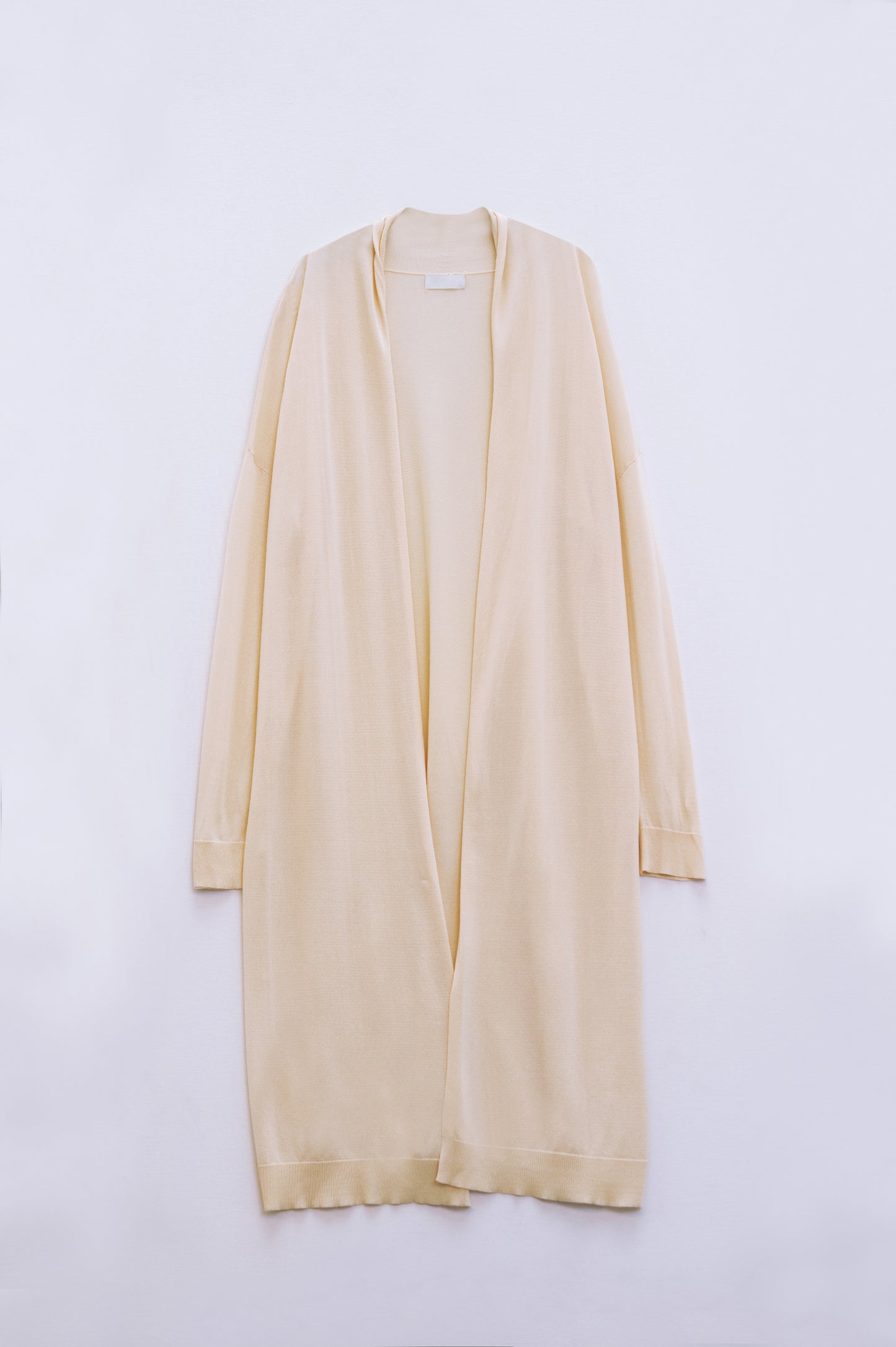 Maxi cardigan aperto beige a maniche lunghe