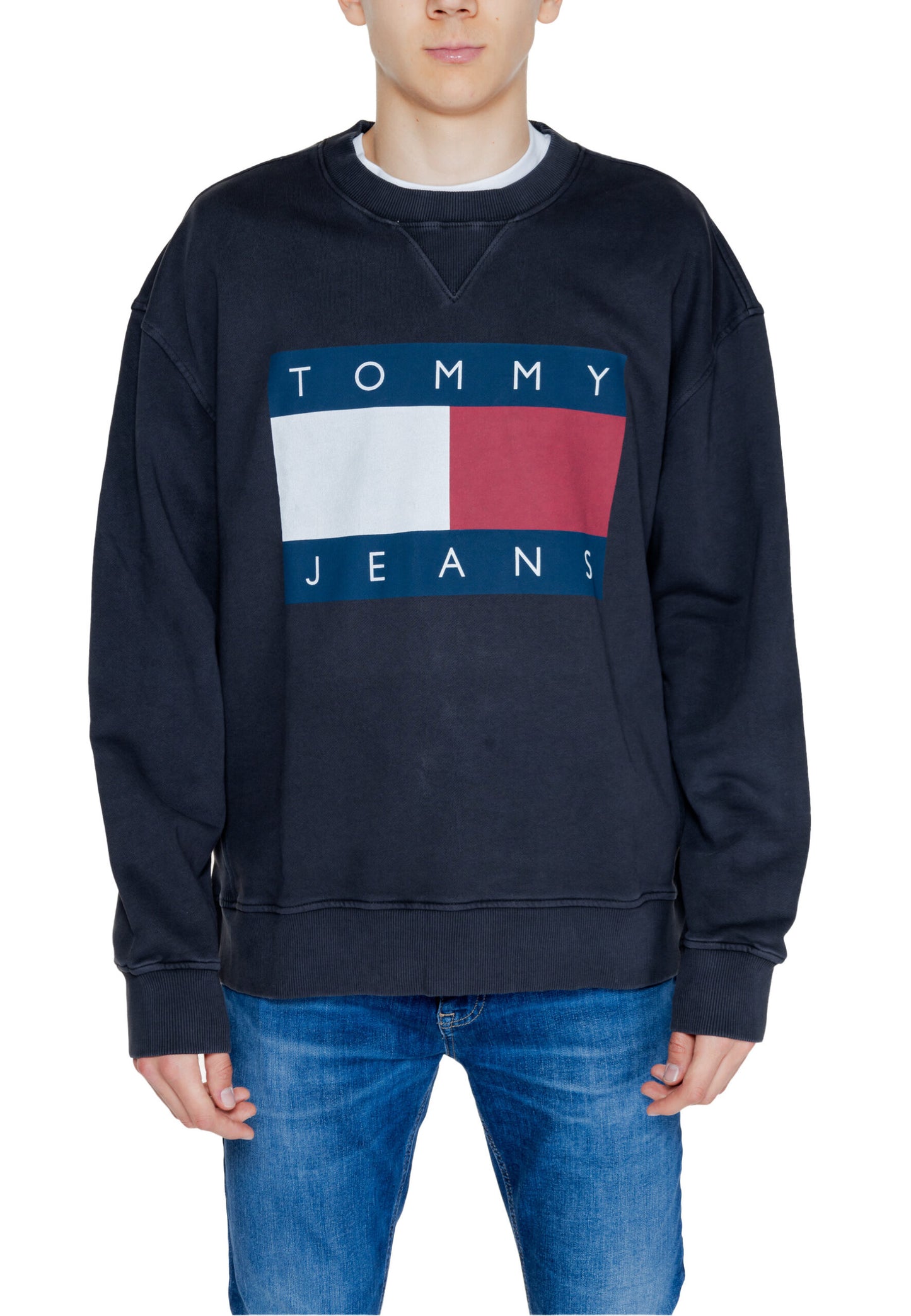 Felpa senza cappuccio Tommy Hilfiger Jeans tjm rlx big flag Nero