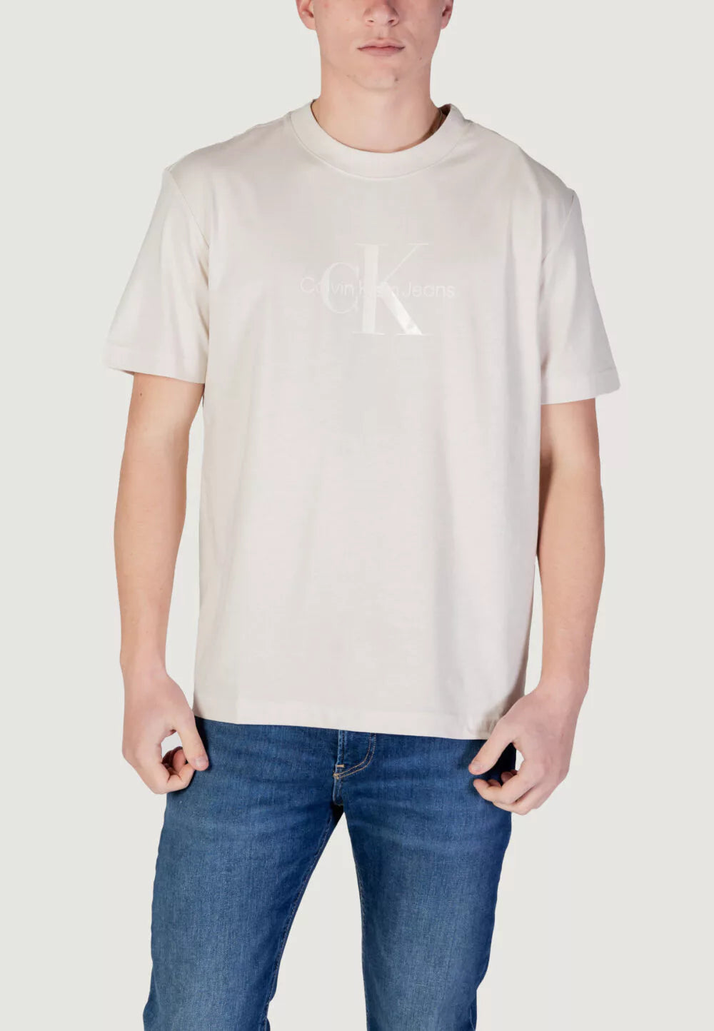 T-shirt Calvin Klein SHINY MONOLOGO TEE 157400-Beige chiaro