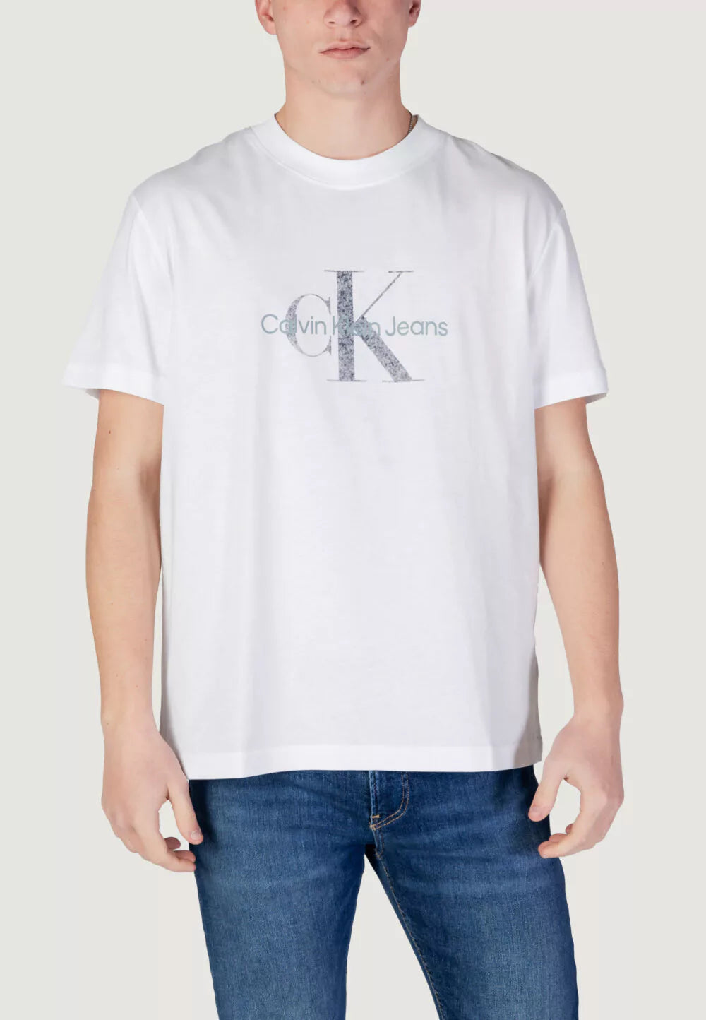 T-shirt Calvin Klein TEXTURED MONOLOGO TEE 157398-Bianco