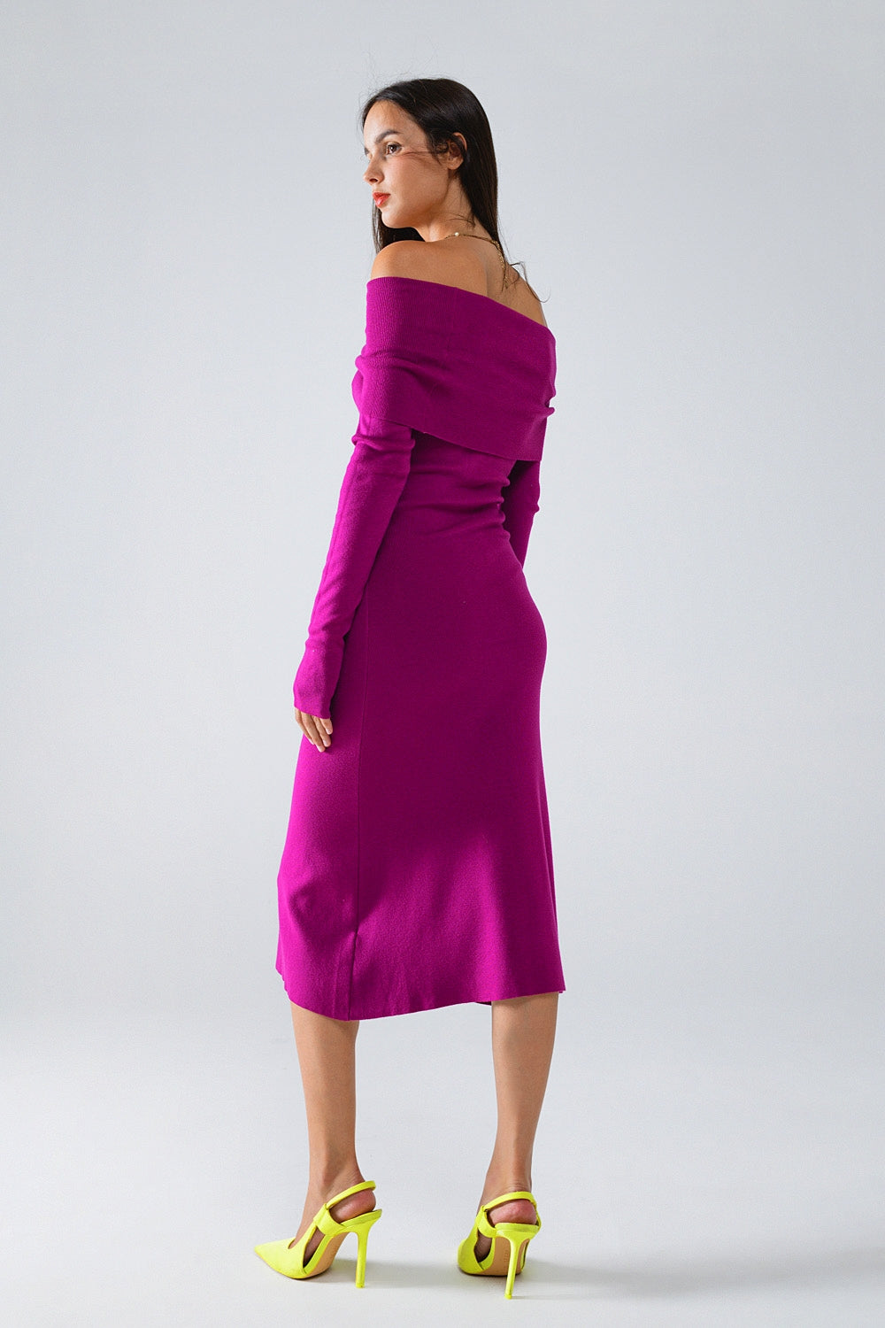 Vestito midi in maglia Folover Badot in magenta